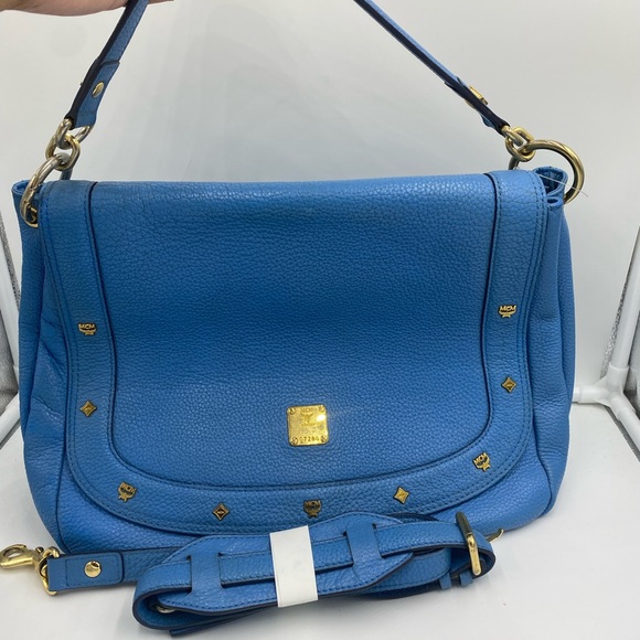 MCM Leather Pebbled Blue Two way bag - Picture 2 of 8